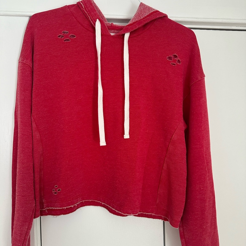 Colsie (Target) Faded Red Distressed Hoodie